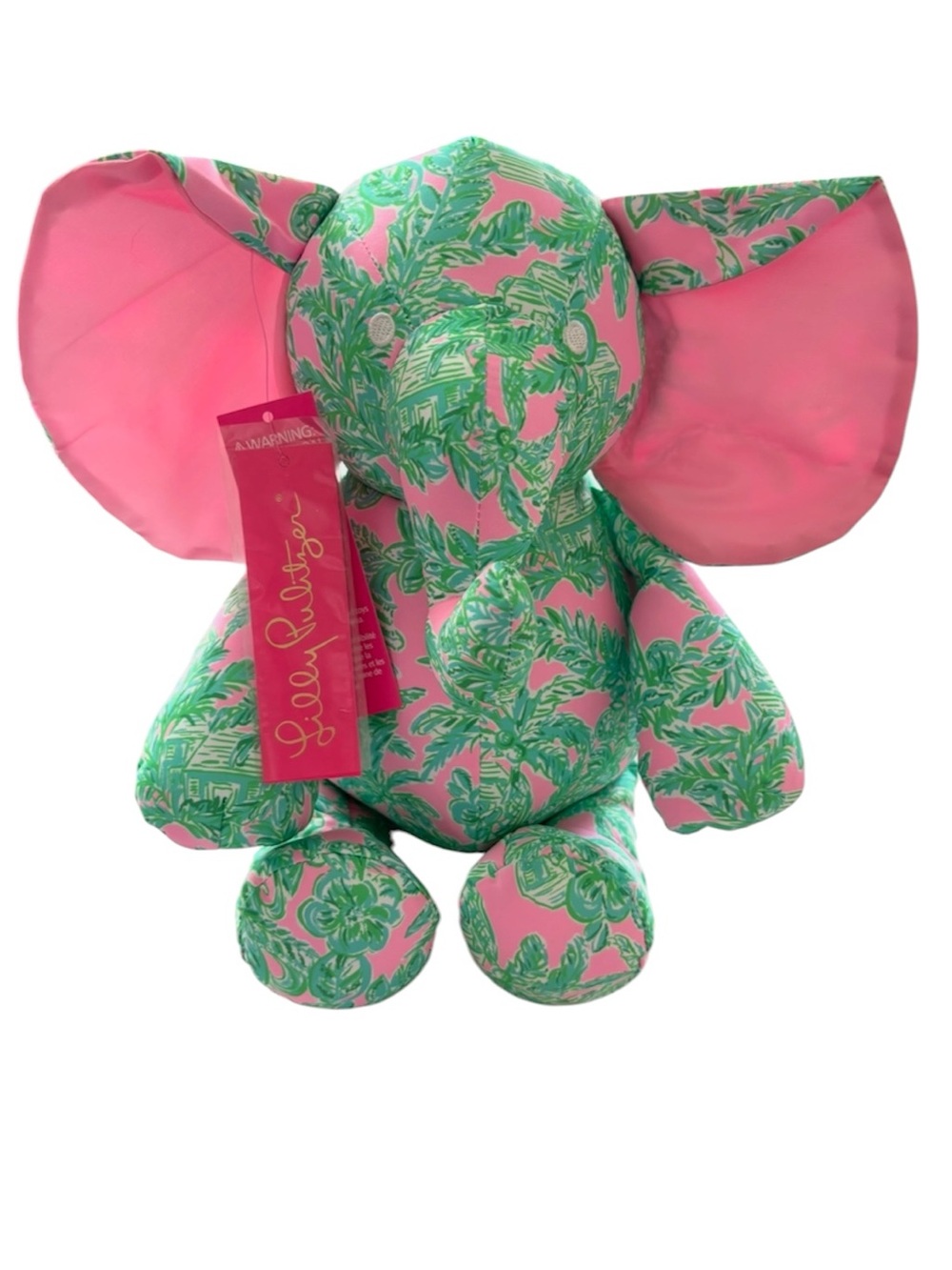 NWT Lilly Pulitzer Pink Green Mandevilla Pink Sands Paradise Plush Elephant - Picture 13 of 13